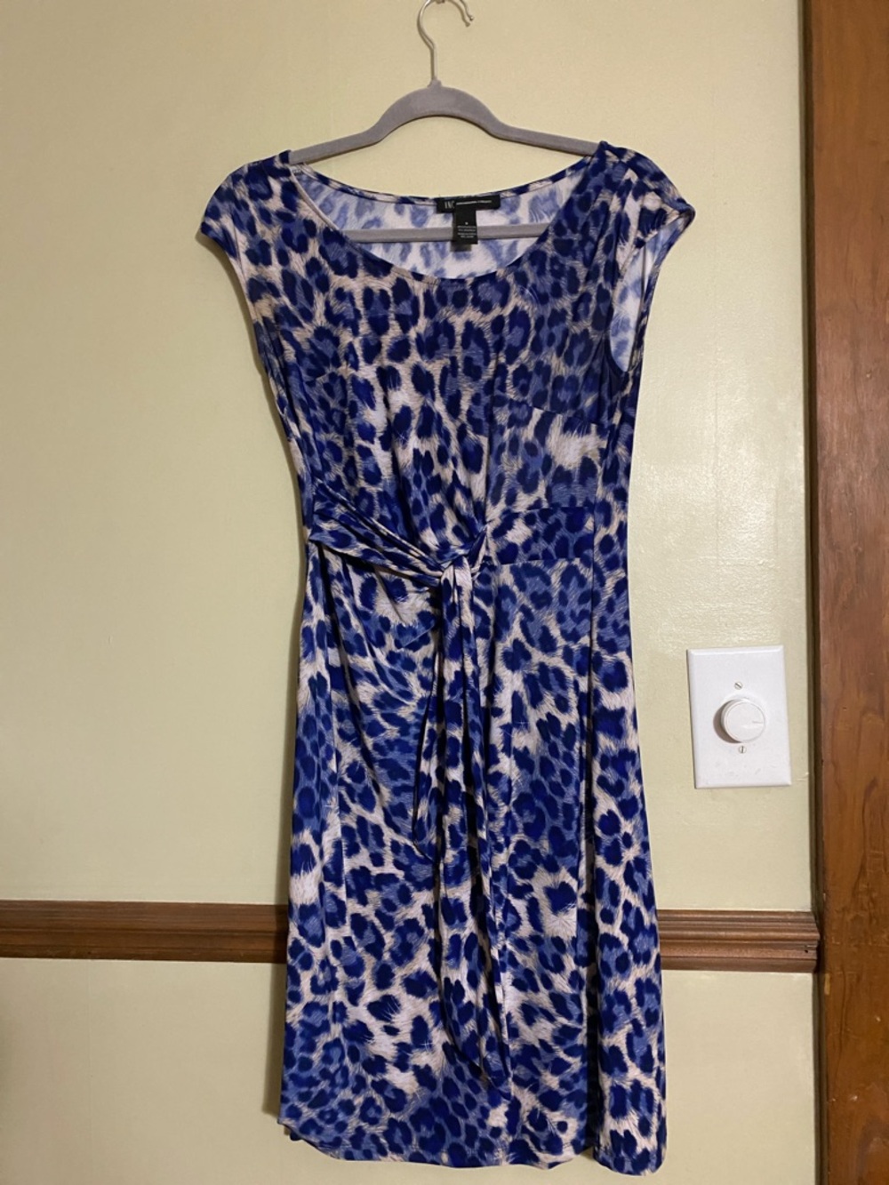 INC International Concepts Blue Animal-Print Tie-Front Midi Dress